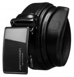 Pasek męski Peterson PTN A003 BLACK czarny. Czarne paski Peterson, bez wzorów, z jeansu. Za 79.99 zł.