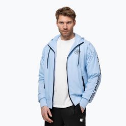 Kurtka męska Pitbull Athletic Tape Nylon Hooded. Niebieskie kurtki PITBULL, l, bez wzorów, z materiału, bez kaptura. Za 229.99 zł.
