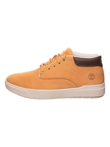 Timberland Skórzane sneakersy "Seneca Bay" w kolorze jasnobrązowym rozmiar: 42. Brązowe buty sportowe casual Timberland, bez wzorów, bez zapięcia. Za 277.36 zł.