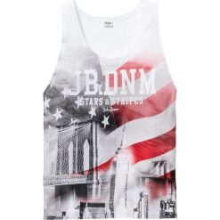 Koszulka bez rękawów Slim Fit bonprix biały z nadrukiem. Bezrękawniki marki bonprix. Za 37.99 zł.
