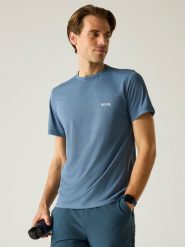 Regatta Koszulka funkcyjna "Mindo" w kolorze niebieskim rozmiar: S. Niebieskie t-shirty sportowe Regatta, bez wzorów, z materiału, bez ramiączek, outdoorowe. Za 57.06 zł.