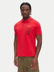 Aeronautica Militare Polo 251PO1853P191 Czerwony Regular Fit. Czerwone koszulki polo Aeronautica Militare, m, bez wzorów, z bawełny, bez kołnierzyka, bez ramiączek. Za 389.99 zł.
