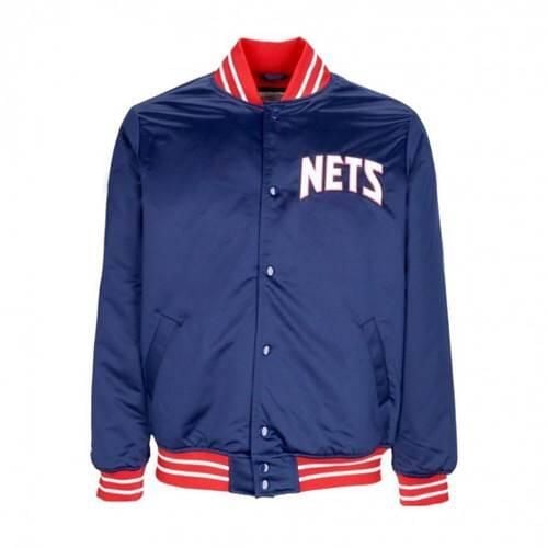 Mitchell & Ness Nba Heavyweight Satin Jacket New Jersey Nets. Niebieskie bluzy Mitchell & Ness, m, bez wzorów, z jersey, bez kaptura. Za 559.00 zł.