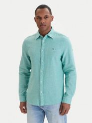 Tommy Jeans Koszula DM0DM22761 Zielony Regular Fit. Zielone koszule Tommy Jeans, l, bez wzorów, z bawełny, bez kołnierzyka, bez ramiączek. Za 369.99 zł.