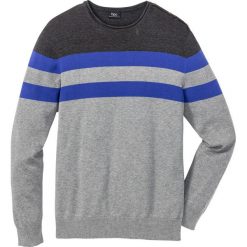 Sweter Regular Fit bonprix szary melanż - antracytowy melanż - szafirowy w paski. Swetry nierozpinane marki bonprix. Za 59.99 zł.