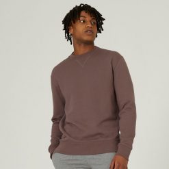 Bluza męska Nyamba Gym & Pilates Essentials Crew 500. Niebieskie bluzy DOMYOS, m, bez wzorów, z bawełny, bez kaptura. W wyprzedaży za 69.99 zł.
