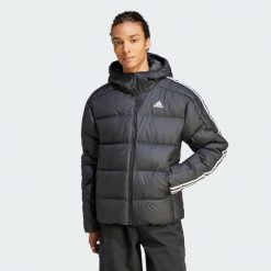 Kurtka Essentials Midweight Down Hooded. Zielone kurtki Adidas, m, bez wzorów, z materiału, bez kaptura. W wyprzedaży za 595.95 zł.