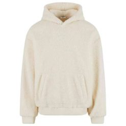 Bluza Z Kapturem Męska Polar Pluszowy Oversized. Brązowe bluzy z kapturem Urban Classics, l, bez wzorów, z materiału, z kapturem. Za 206.99 zł.