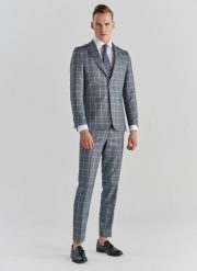 PAKO LORENTE – Niebieskie spodnie garniturowe P22SF-6G-012-N-S. Niebieskie garnitury Pako Lorente, m, bez wzorów, z elastanu. Za 99.99 zł.