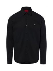 HUGO koszula codzienna Mężczyźni Slim Fit Bawełna czarny, L. Czarne koszule Hugo, l, z aplikacjami, z bawełny, bez kołnierzyka, bez ramiączek. Za 499.95 zł.