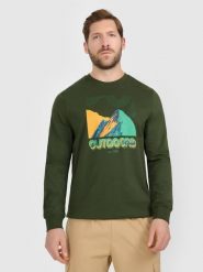 4F Longlseeve z nadrukiem męski - khaki XL. Brązowe bluzki z długim rękawem 4F, m, bez wzorów, z bawełny, bez kołnierzyka, bez ramiączek. Za 149.99 zł.