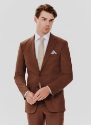 PAKO LORENTE – Brązowa marynarka garniturowa. Brązowe garnitury Pako Lorente, m, bez wzorów, z elastanu. Za 499.99 zł.