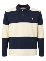 U.S. Polo Assn. Koszulka polo w kolorze granatowo-kremowym rozmiar: XL. Brązowe koszulki polo U.S. Polo Assn., s, bez wzorów, z bawełny, bez kołnierzyka, bez ramiączek. Za 214.19 zł.