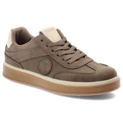 Sneakersy unisex Big Star, ze skóry ekologicznej na platformie z okrągłym noskiem sznurowane, beżowe, SS174020. Brązowe buty sportowe casual BIG STAR, bez wzorów, z materiału, z okrągłym noskiem, bez zapięcia. Za 119.00 zł.