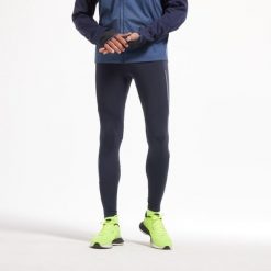 Legginsy do biegania męskie Kiprun Run 500 Warm ocieplane. Niebieskie legginsy długie sportowe KIPRUN, m, bez wzorów, z elastanu, do biegania. W wyprzedaży za 99.99 zł.