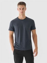 4F Koszulka treningowa regular szybkoschnąca męska - szara L. Szare t-shirty 4F, l, bez wzorów, z dzianiny, bez kołnierzyka, bez ramiączek. Za 99.99 zł.