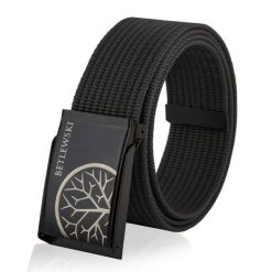 Pasek parciany BETLEWSKI PRC-01_CZ-3 L czarny. Czarne paski Betlewski, bez wzorów, z materiału. Za 34.99 zł.