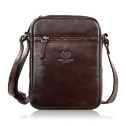 Saszetka męska skórzana na ramię klasyczna brązowa mała funkcjonalna Paolo Peruzzi SL-03-BR. Brązowe torby na ramię bez wzorów, z materiału, na ramię, małe, bez dodatków. Za 199.00 zł.