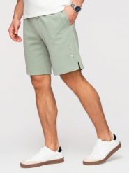 Męskie szorty REGULAR FIT z dzianiny french terry - pastelowa zieleń V3 - Rozmiar: L. Zielone szorty Ombre Clothing, l, z aplikacjami, z bawełny, wizytowe. W wyprzedaży za 104.99 zł.