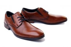 RIEKER 10121-24 brown, półbuty męskie. Brązowe eleganckie półbuty Rieker, bez wzorów, bez obcasa, bez zapięcia. Za 258.93 zł.