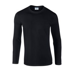 Koszulka Z Długim Rękawem Dla Dorosłych Unisex Soft Touch. Czarne bluzki z długim rękawem GILDAN, s, bez wzorów, bez kołnierzyka, bez ramiączek. Za 49.99 zł.