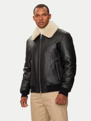 Moose Knuckles Kurtka skórzana Toba M34ML313 Czarny Regular Fit. Czarne kurtki Moose Knuckles, l, bez wzorów, ze skóry, bez kaptura. Za 3,499.00 zł.