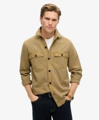 Superdry Military koszula-overshirt z długim rękawem z bawełny organicznej –. Brązowe koszule Superdry, l, z aplikacjami, z bawełny, bez kołnierzyka, bez ramiączek. Za 330.00 zł.