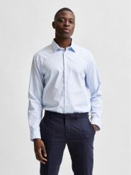 Selected Homme Koszula 16080200 Błękitny Slim Fit. Niebieskie koszule Selected Homme, l, bez wzorów, z bawełny, bez kołnierzyka, bez ramiączek. Za 169.99 zł.