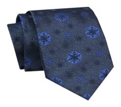 Krawat - ALTIES - Niebieskie Kwiaty na Granatowym Tle. Niebieskie krawaty i muchy Alties, bez wzorów, z tkaniny. Za 49.00 zł.