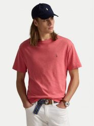Polo Ralph Lauren T-Shirt 710740727033 Różowy Slim Fit. Czerwone koszulki polo Polo Ralph Lauren, m, bez wzorów, z bawełny, bez kołnierzyka, bez ramiączek. Za 419.99 zł.