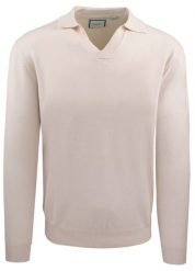 Męski, Lekki Sweter z Otwartym Kołnierzykiem Polo - Brave Soul - Kremowy. Białe swetry rozpinane Brave Soul, l, bez wzorów, z poliamidu, bez kołnierzyka, bez ramiączek. Za 129.00 zł.