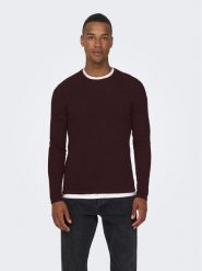 Only & Sons Sweter 22016980 Bordowy Regular Fit. Czerwone swetry rozpinane Only & Sons, m, bez wzorów, z bawełny, bez kołnierzyka, bez ramiączek. Za 79.99 zł.