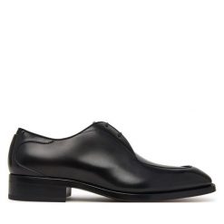 Półbuty BOSS. Czarne eleganckie półbuty Boss, bez wzorów, bez obcasa, bez zapięcia. Za 2,969.00 zł.
