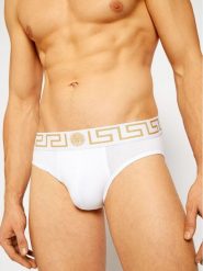 Versace Slipy Greca AU10027 Biały. Białe slipki VERSACE, m, bez wzorów, z bawełny. Za 259.99 zł.