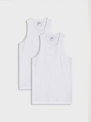 Bawełniane podkoszulki 2 pack - biały. Białe podkoszulki Sinsay, l, bez wzorów, z bawełny, bez ramiączek. Za 19.99 zł.