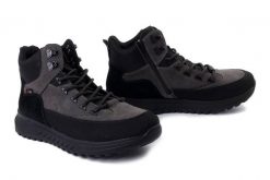 RIEKER Revolution U0174-42 grey combination, trzewiki męskie. Szare botki sznurowane Rieker, na zimę, bez wzorów, bez obcasa, bez zapięcia. Za 589.90 zł.