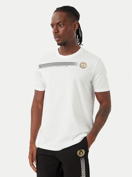 Beverly Hills Polo Club T-Shirt M1608-HR Biały Regular Fit. Białe koszulki polo Beverly Hills Polo Club, l, bez wzorów, z bawełny, bez kołnierzyka, bez ramiączek. Za 129.99 zł.