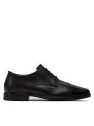 Clarks Półbuty Howard Cap 261620127 Czarny. Czarne eleganckie półbuty Clarks, bez wzorów, ze skóry, bez obcasa, bez zapięcia. Za 309.99 zł.