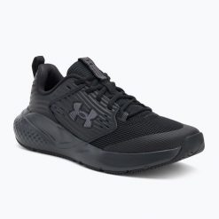 Buty treningowe męskie Under Armour Commit 4 black/black/castlerock. Czarne buty treningowe Under Armour, bez wzorów, na fitness i siłownię. Za 369.99 zł.