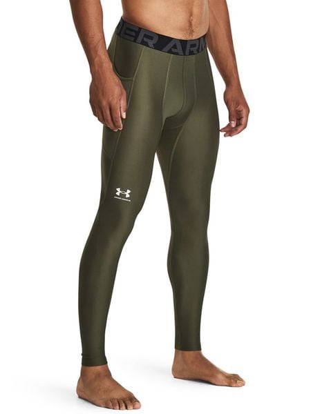 Under Armour Legginsy sportowe "HG Armour" w kolorze khaki rozmiar: XXL. Brązowe legginsy długie sportowe Under Armour, xxl, bez wzorów, z materiału, outdoorowe. Za 99.99 zł.