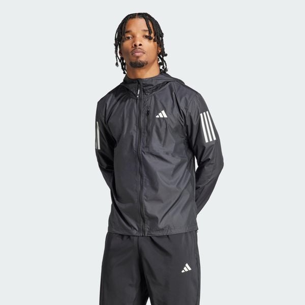 Kurtka Own the Run. Czarne kurtki Adidas, s, bez wzorów, z materiału, bez kaptura, do biegania. Za 329.00 zł.