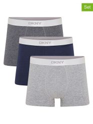 DKNY Bokserki (3 pary) w kolorze granatowo-szarym rozmiar: L. Niebieskie bokserki DKNY, l, bez wzorów. Za 83.95 zł.