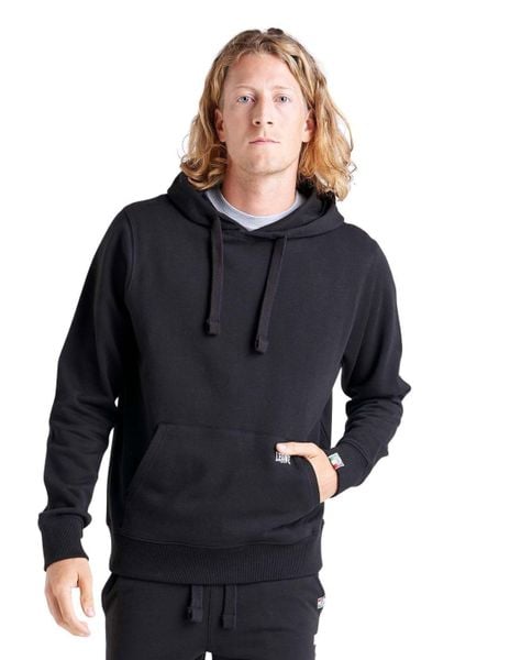 Męska bluza z kapturem i dużą kieszenią z małym logo Basic. Czarne bluzy z kapturem LEONE 1947 APPAREL, na zimę, l, bez wzorów, z bawełny, z kapturem. Za 84.16 zł.