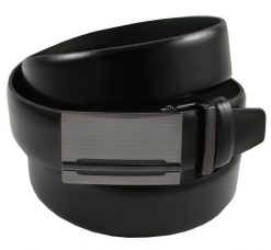 Elegancki Pasek Męski, Automat - VICTORIO - Skórzany - Czarny. Czarne paski Alties, bez wzorów, ze skóry, eleganckie. Za 99.00 zł.