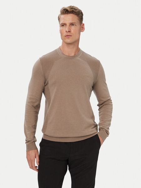 BOSS Sweter KN_Momentum 50558351 Beżowy ciemny Regular Fit. Brązowe swetry rozpinane Boss, m, bez wzorów, z bawełny, bez kołnierzyka, bez ramiączek. Za 629.99 zł.