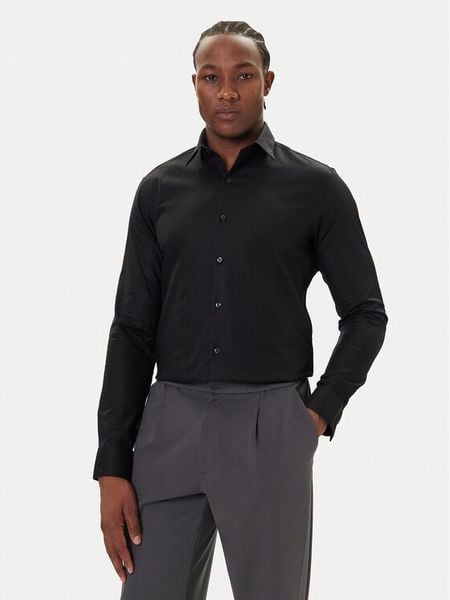 Calvin Klein Koszula LV019EU053 Czarny Slim Fit. Czarne koszule CALVIN KLEIN, m, bez wzorów, z bawełny, bez kołnierzyka, bez ramiączek. Za 259.99 zł.
