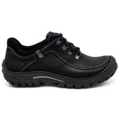 KOMODO Buty męskie trekkingowe skóra 917K czarne. Czarne trekkingi bez wzorów, ze skóry, bez zapięcia. Za 362.62 zł.