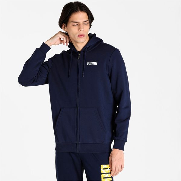 Bluza dresowa męska Puma ESS FZ. Niebieskie bluzy z kapturem Puma, m, bez wzorów, z bawełny, z kapturem. Za 163.91 zł.