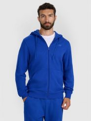 4F Bluza dresowa rozpinana z kapturem męska - niebieska L. Niebieskie bluzy z kapturem 4F, l, bez wzorów, z bawełny, z kapturem. Za 99.99 zł.