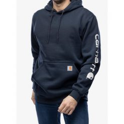 Bluza z kapturem męska Carhartt Sleeve Logo Hooded Sweatshirt. Czarne bluzy Carhartt, m, bez wzorów, z kapturem. Za 277.99 zł.